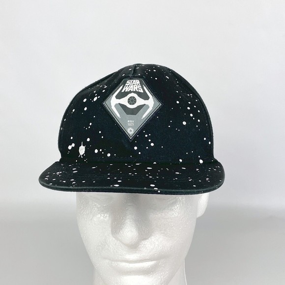 Star Wars Boys Black Vader Tie Fighter White Dots Strap Back Baseball Hat Cap - Picture 2 of 12